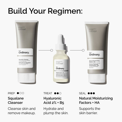 The Ordinary Hyaluronic Acid 2% + B5 (with Ceramides), Multi-Depth Hydration Serum for Plumper, Smoother Skin(Pack of 2)